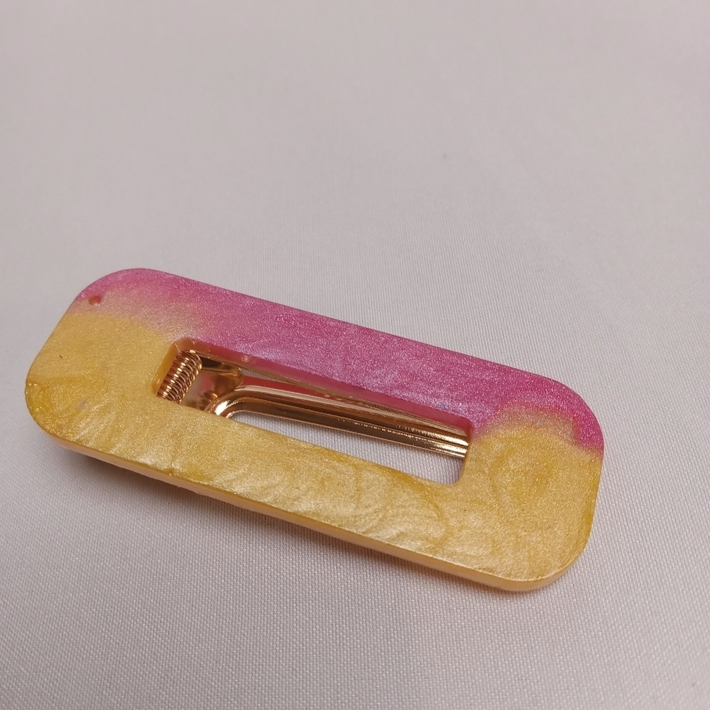 5/$25 Handcrafted Pink and Yellow Hair Clip - Picture 4 of 4
